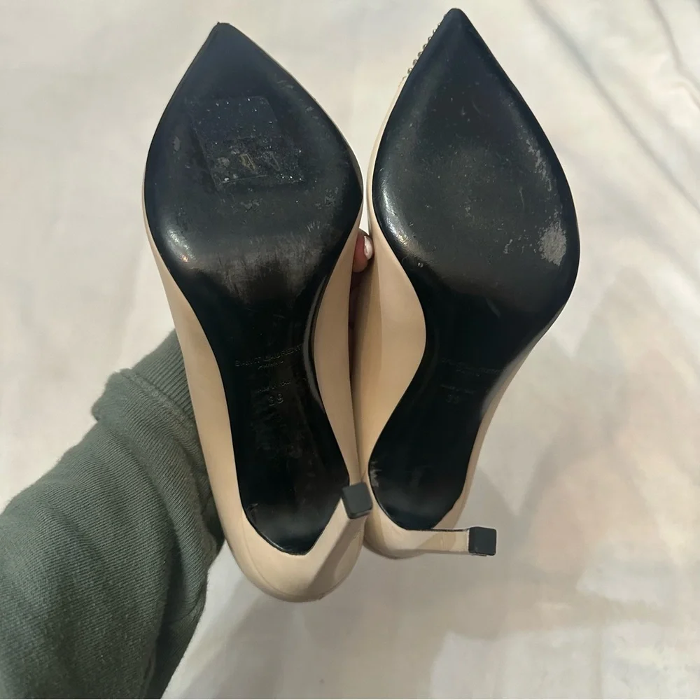 Saint Laurent Paris Beige Studded Cap Toe Pumps Size ysl 39EU - Picture 11 of 11